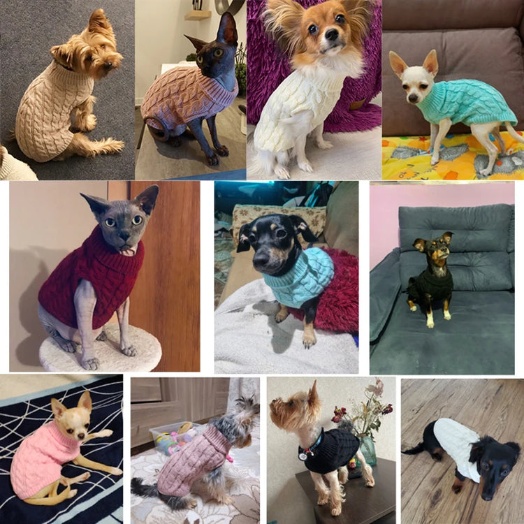 Winter Warm Turtleneck Sweaters for Small to Medium Dogs and Cats - Soft Vest Jackets for Chihuahuas and Yorkies