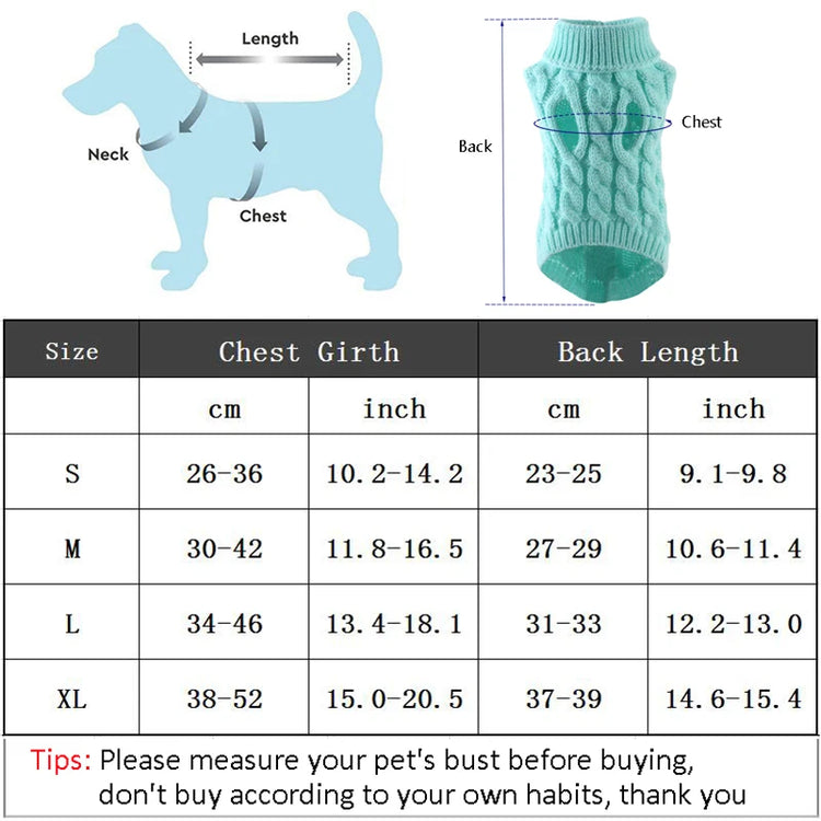 Winter Warm Turtleneck Sweaters for Small to Medium Dogs and Cats - Soft Vest Jackets for Chihuahuas and Yorkies