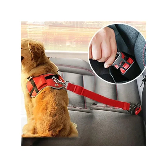 FurryTailscollection™ Adjustable Car Seat Belt for Dogs – Durable Nylon Pet Safety Leash for Travel | Anti-Shock, Secure & Easy Clip-On