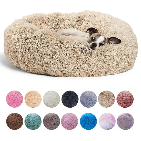 FurryTailscollection™ Plush Donut Pet Bed – Ultra-Soft, Non-Slip & Washable | Multiple Sizes for Small to Large Dogs & Cats
